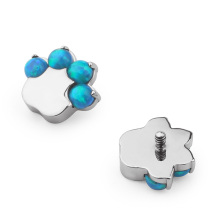 ASTM F136 Titanium Prong Set Opal Claw Charm Dermal Anchor Top Piercing Jewelry